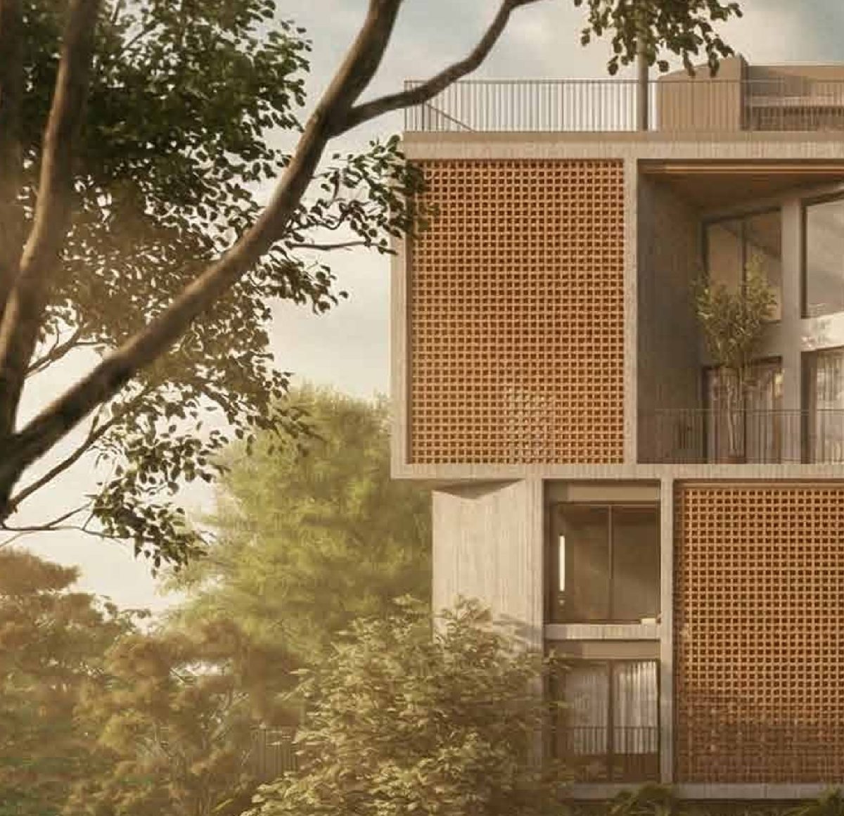 Fachada com varandas e ventilação cruzada